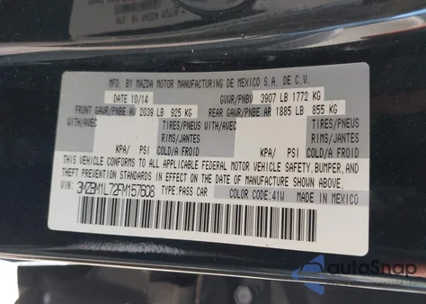 2015 Mazda Mazda3 I Touring from USA, damaged, VIN 3MZBM1L72FM157608